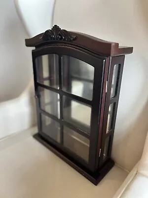 Vintage  Wood And Glass Mirrored Curio Display Cabinet Excellent 2 Glass Shelves • £77.14