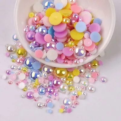 Mixed Flat Back Pearls Rhinestones Embellishments Face Gems Craft Card Making • £3.79