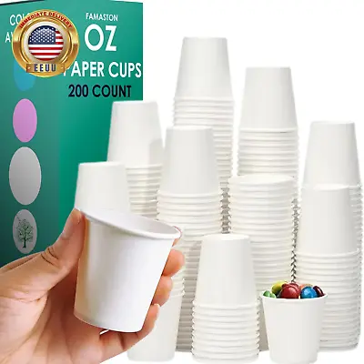 WHITE 3 Oz Small PAPER CUPS Mouthwash Bathroom Cup Compostable Biodegradable Dis • $14.62