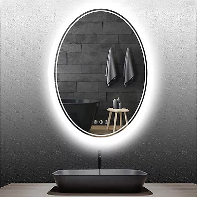 XL Backlit Oval LED Bathroom Mirror With Demister Super Lights For Vanity Makeup • $129.92