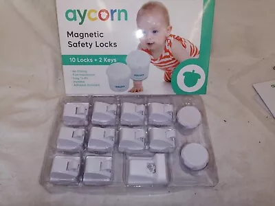Magnetic Safety Locks Children Baby Cabinets Drawers Adhesive 10 Locks & 2 Keys • £17.99
