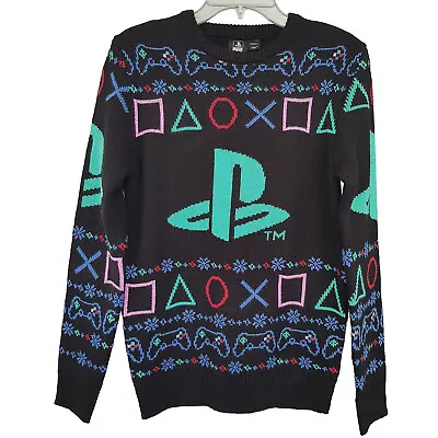$36.64 • Buy Playstation Black Fair Isle Ugly Christmas Jumper Sweater Adult XSmall Gamer NEW