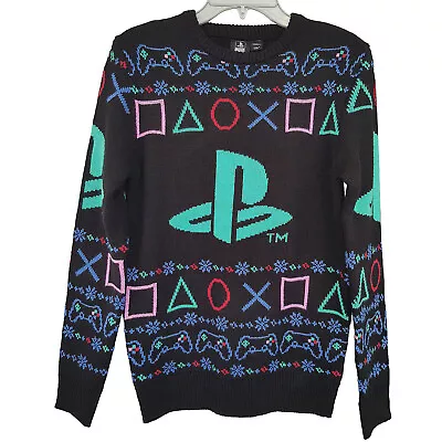 $36.92 • Buy Playstation Black Fair Isle Ugly Christmas Jumper Sweater Adult XSmall Gamer XS