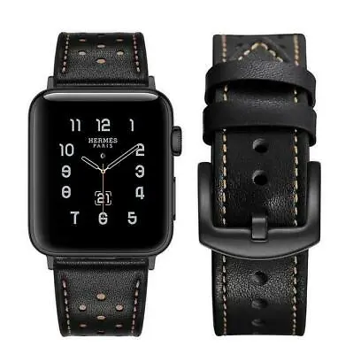 $15.19 • Buy For Apple Watch Strap Series 38 40 42 44 Mm Soft Breathable Genuine Leather Band