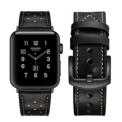 $15.19 • Buy For Apple Watch Strap Series 38 40 42 44 Mm Soft Breathable Genuine Leather Band