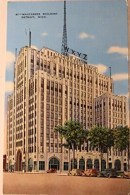 Michigan MI Detroit Maccabees Building Postcard Old Vintage Card View Standard • $0.50