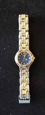 Guess Waterpro Two Tone Watch Blue Dial SS Link Band 6  Max Size New Battery • $9.99