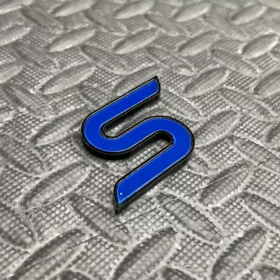 Acrylic Fiesta Focus S (Zetec S) Badge Plate - Black / Medium Blue (Small) • £7.95