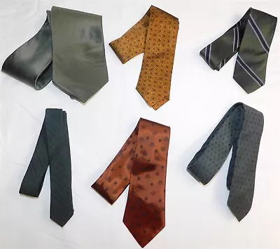 6 Pc Lot Vtg SUPERBA REGIS Silk Ties Green Brown Bronze Stripe Crown Solid Print • $12.95