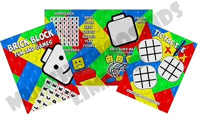 $3.68 • Buy Pack Of 12 - Brick Block Fun And Games Activity Sheets - Party Bag Fillers