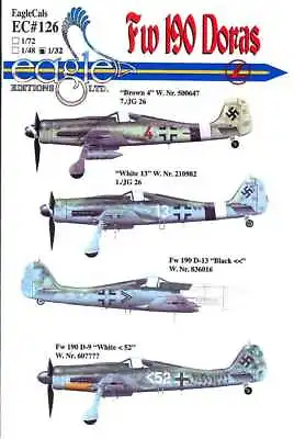 EagleCals Decals 1/32 FOCKE WULF Fw-190D DORA Fighter JG26 • $16.50