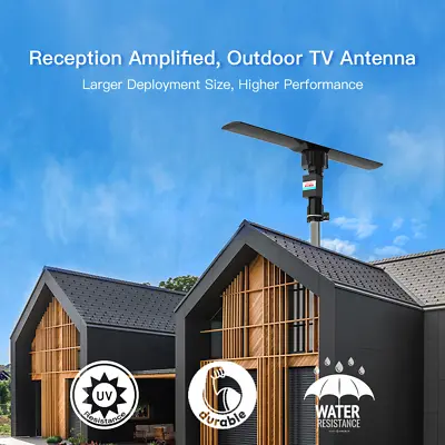 990 Miles Outdoor Amplified TV Antenna 1080P 4K HDTV 30dB UHF/VHF 360° Rotation • $30.99