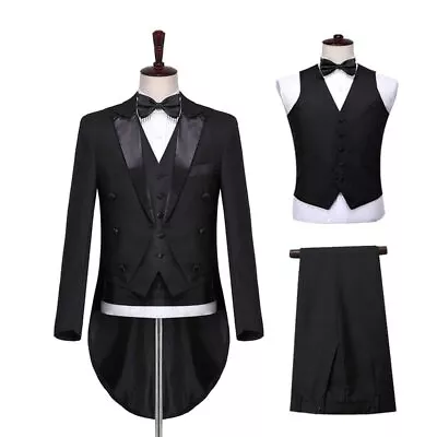 2022 New Men's Tuxedo Tail Black White Shiny Tuxedo Dress Jacket Top Hot • $93.54