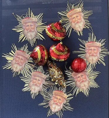 Lot Of Vintage Glamorous '80s Red And Green Sequin And Tinsel Ornaments (12) • $14.99