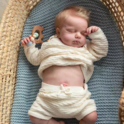 19inch Reborn Doll Silicone Body Lifelike Realistic Gift Baby Newborn Sleeping • £65.99