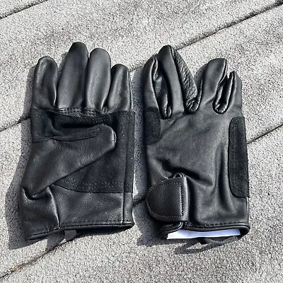 U.S MILITARY Mens & Womens Light Duty Utility LEATHER GLOVES Sz MEDIUM BLACK • $14.95