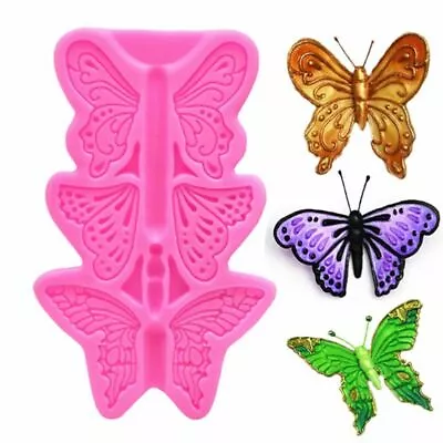 Butterfly Chocolate Mould Silicone Fondant Cake Topper Mold Decorating Baking 3D • £2.59