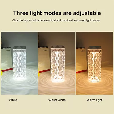 Crystal Lamp Air Humidifier Color Night Light Touch Lamp With Cool Mist Maker Fo • $18.97