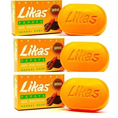 Likas Pure Whitening Herbal Soap Papaya For Skin Lightening Pack Of 3 • £30.08