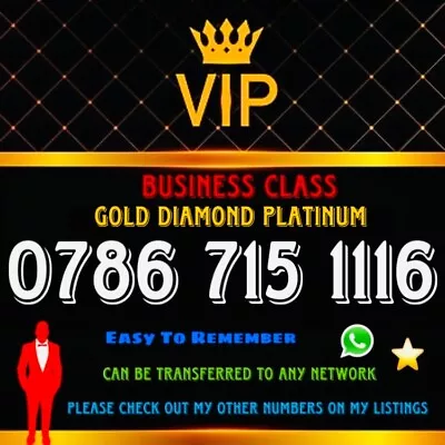 ⭐ Gold Easy Vip Memorable Mobile Phone Number Diamond Platinum Sim Card 786 • £59.99
