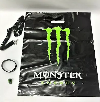 Monster Energy Drink SWAG BAG W/ Black Lanyard/Keychain Pin Wristband • $39.95