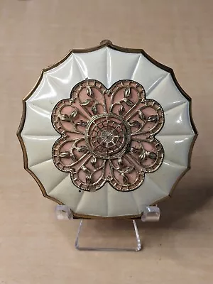 Vintage Elgin American Gold Trimmed Shell Like Design Mirror Makeup Compact • $12