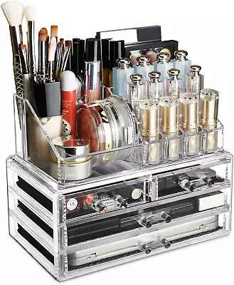 Ikee Design Acrylic Makeup Organizer With 4 Drawers And Removable Top Lipstick H • $25.22