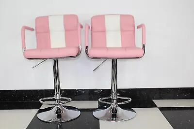 American 50s Diner Furniture 2 X Pink Stools With Armrest • £149