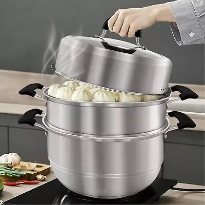 Steamer Pot For Cooking 11 Inch Steam Pots With Lid 2-tier Multipurpose Stain... • $53.91