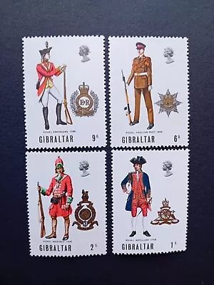 Gibraltar 1969 Military Uniforms 1st Series 4 Stamp Set MH • $3.11