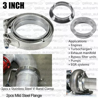 3  Inch 76mm V-Band Vband Clamp Stainless Steel Flange Turbo Exhaust Downpipe • $21.05