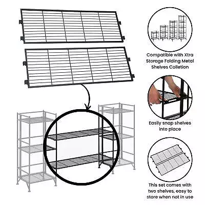 Conveniene  Xtra Storage Shelf Deluxe Metal Extension Set Of 2 Black • $26.06