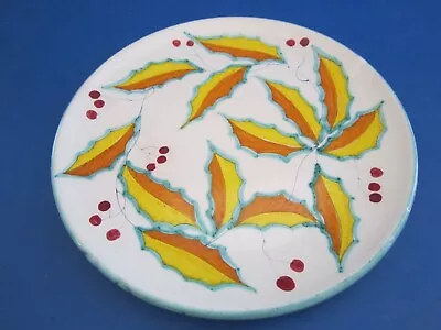 Vintage PV Italy Pottery Plate. Yellow Leaves & Red Berries. 8.5  Ceramic • $9.95