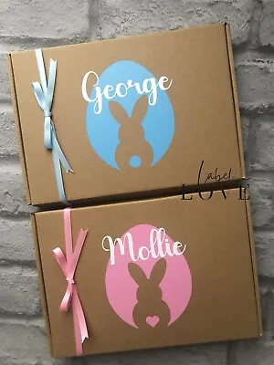 1 Personalised Easter Gift Box Party Hunt Bunny Rabbit Egg Sweet Treat Self Fill • £4.50