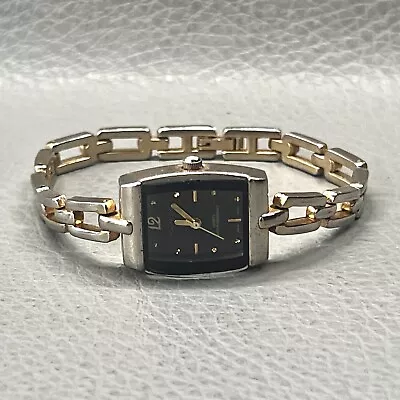 Vintage Vellaccio Watch Women Silver Gold Tone Rectangle Dial 7  Band Stainless • $22.90