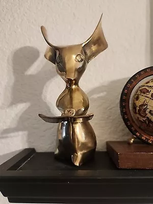 Vintage Brass Big Eared Mouse With Book Figurine 7.5  • $5