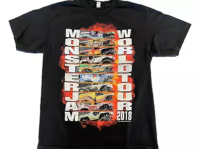 Monster Jam Trucks 2018 World Tour T-shirt Black 100% Cotton Size Medium • $7.95