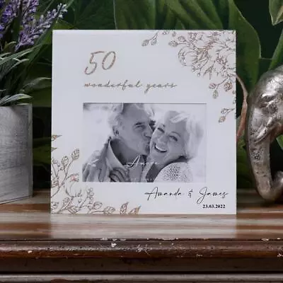 Beautiful 50th Wedding Anniversary Personalised Photo Frame WG1065-UV • £15.99