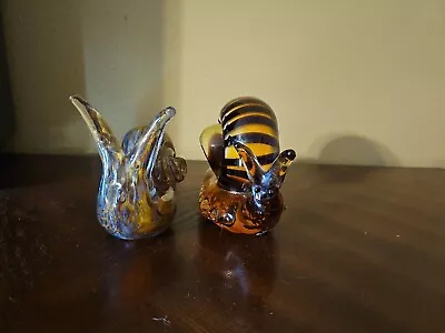 Big Glas Figure Murano Glass Art  Style Snails  Set Of 2 Snails Paperweight  • $59.99