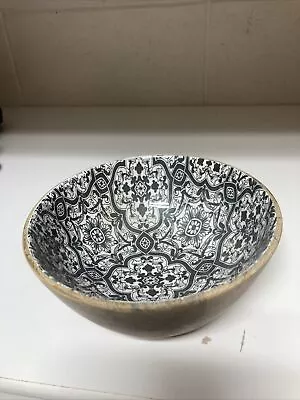 Rare Levi’s X Target Bandana Enameled Wood Serving Bowl Black & White Mango 7” • $25