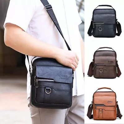 Men's PU Leather Cross Body Messenger Bag Travel Business Shoulder Bags Handbag- • £10.29
