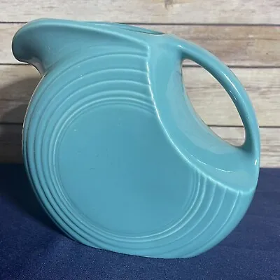 Fiesta Ware Vintage Large Original TURQUOISE Water Disc Pitcher Jug • $45.79