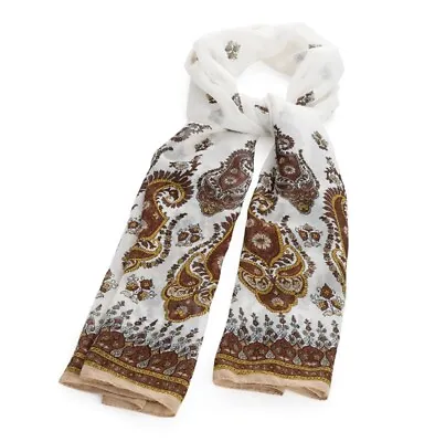 Accessories Brown White  Paisley Print Scarf Lightweight • £4.99