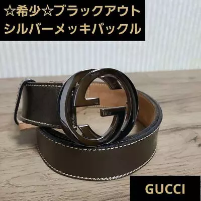 GUCCI GG Pattern Interlocking G Buckle Leather Belt 95/38 Gold 114984 Men • $240