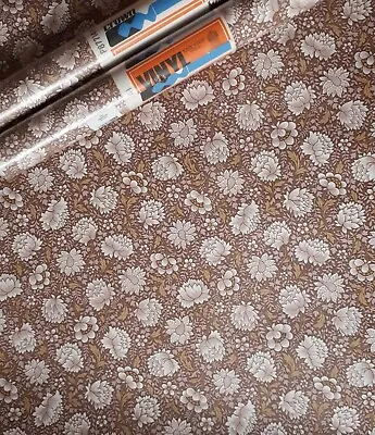 X3 70s Vintage CROWN Wallpaper Rolls Floral Flowers 60s Retro Mcm Neutrals Rose • £60