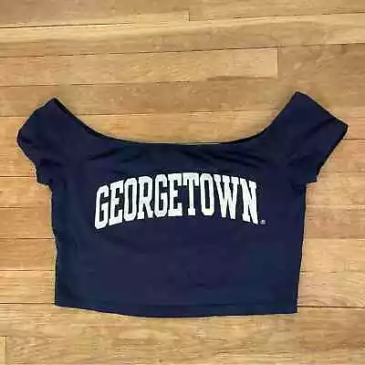 Georgetown Navy Blue Short Sleeve Georgetown Crop Shirt Top Size XL B18 • $24