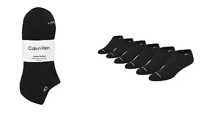 Calvin Klein Men 6- Pack CK Solid Cushioned No-Show (Black) One Size Socks • $19.99