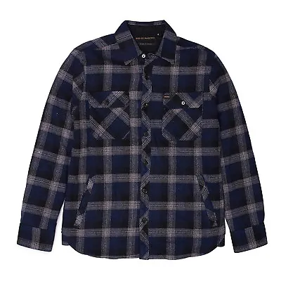 NWT MENS DEUS EX MACHINA MAXWELL PLAID BUTTON UP OVERSHIRT $140 Navy • $75