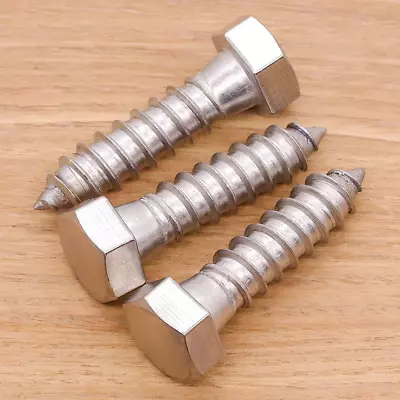 10Pcs 304 Stainless Steel  3/8X1-1/2  Hex Head Lag Screws Lag Bolts Deck Screws • $15.01