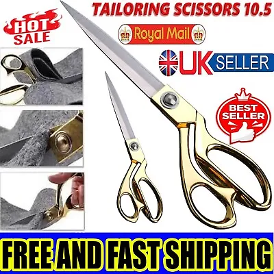 10.5” Tailoring Scissors Stainless Steel Dressmaking Shears Fabric Craft Cutting • £5.45